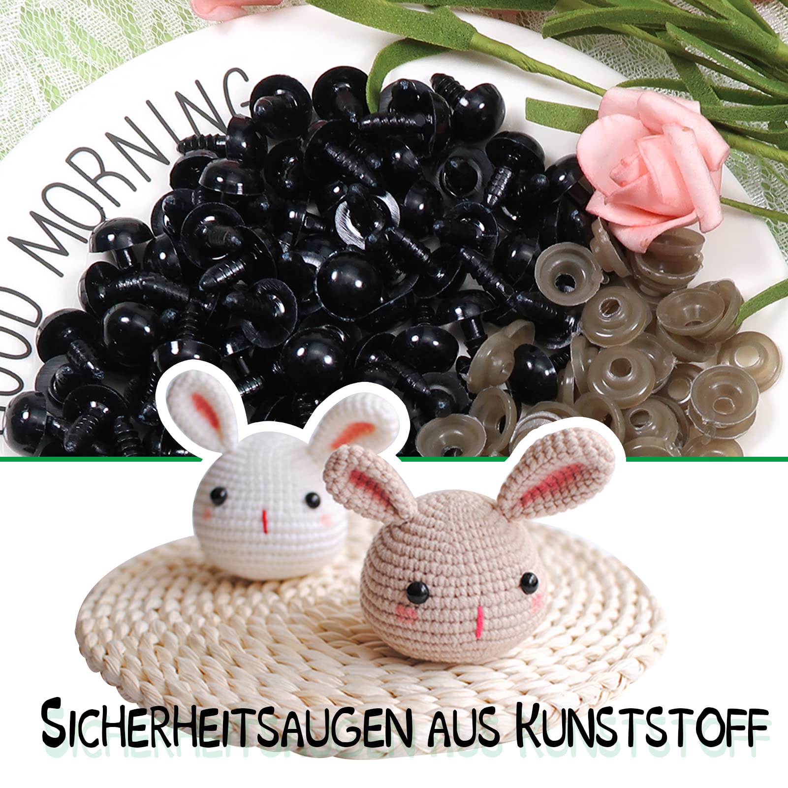 TOAOB 50pcs 12mm Black Plastic Safety Eyes for Dolls with Washers for Crochet Animals Doll, Puppet, Plush, Plush Eyes - Image 4