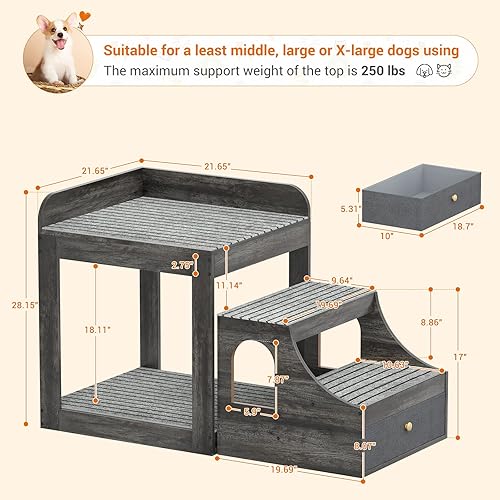 Miniatura 6 de Cyclysio Percha para ventana para mascotas con escaleras, litera grande para mascotas para perros y gatos, plataforma de asiento para mascotas de