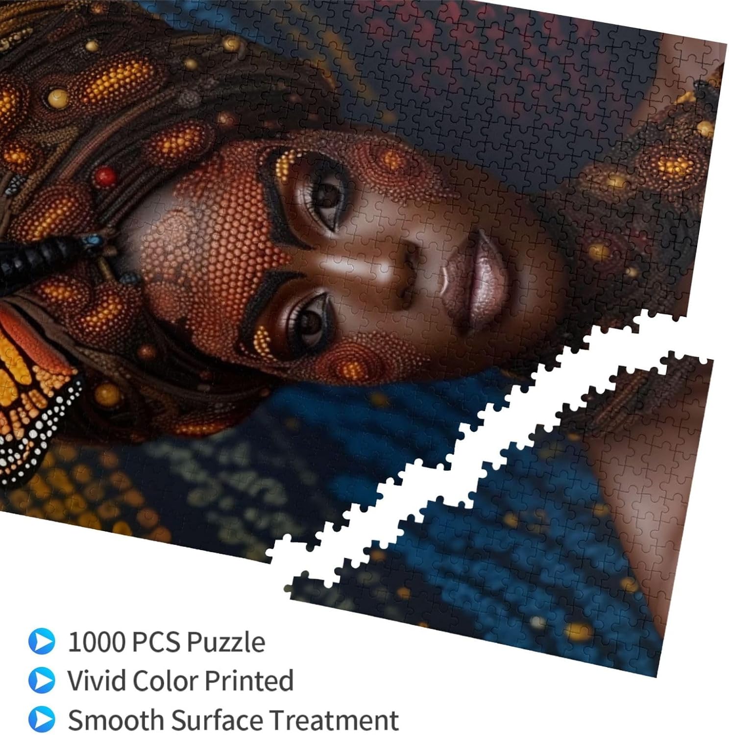 Jigsaw Puzzles 1000 pieces Adults Butterflies African Woman I Am Afro Queen American Formation wooden to Toys Gift Entertainment Home Decoration 29.5 x 19.6 in