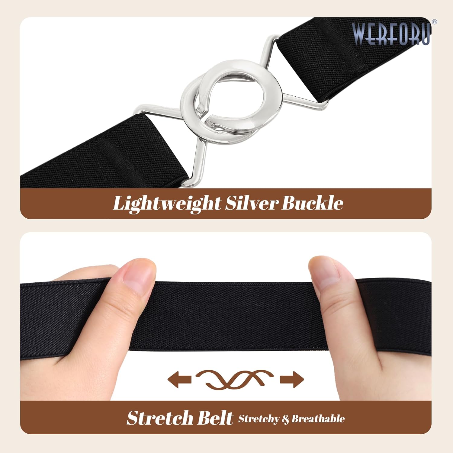 WERFORU Women Skinny Elastic Waist Belt Stretchy Thin Belt for Dress Jeans - Image 4