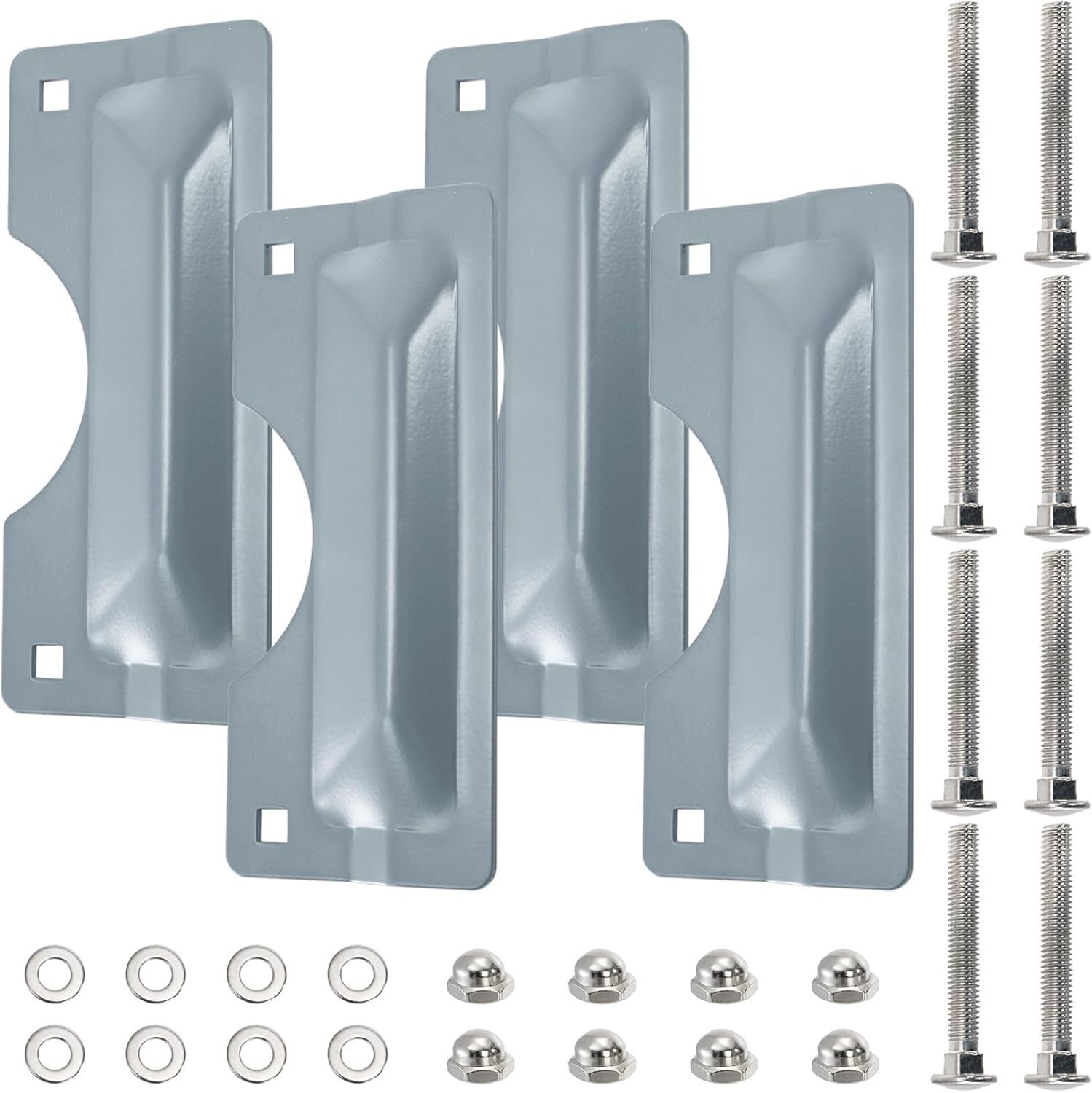 4 Pieces Latch Guard Plate Cover, 3'' x 7'' Carbon Steel Latch Security Plate with Screws, Easy to Install Door Lock Protector Striker Cover for Outswing Exterior Door