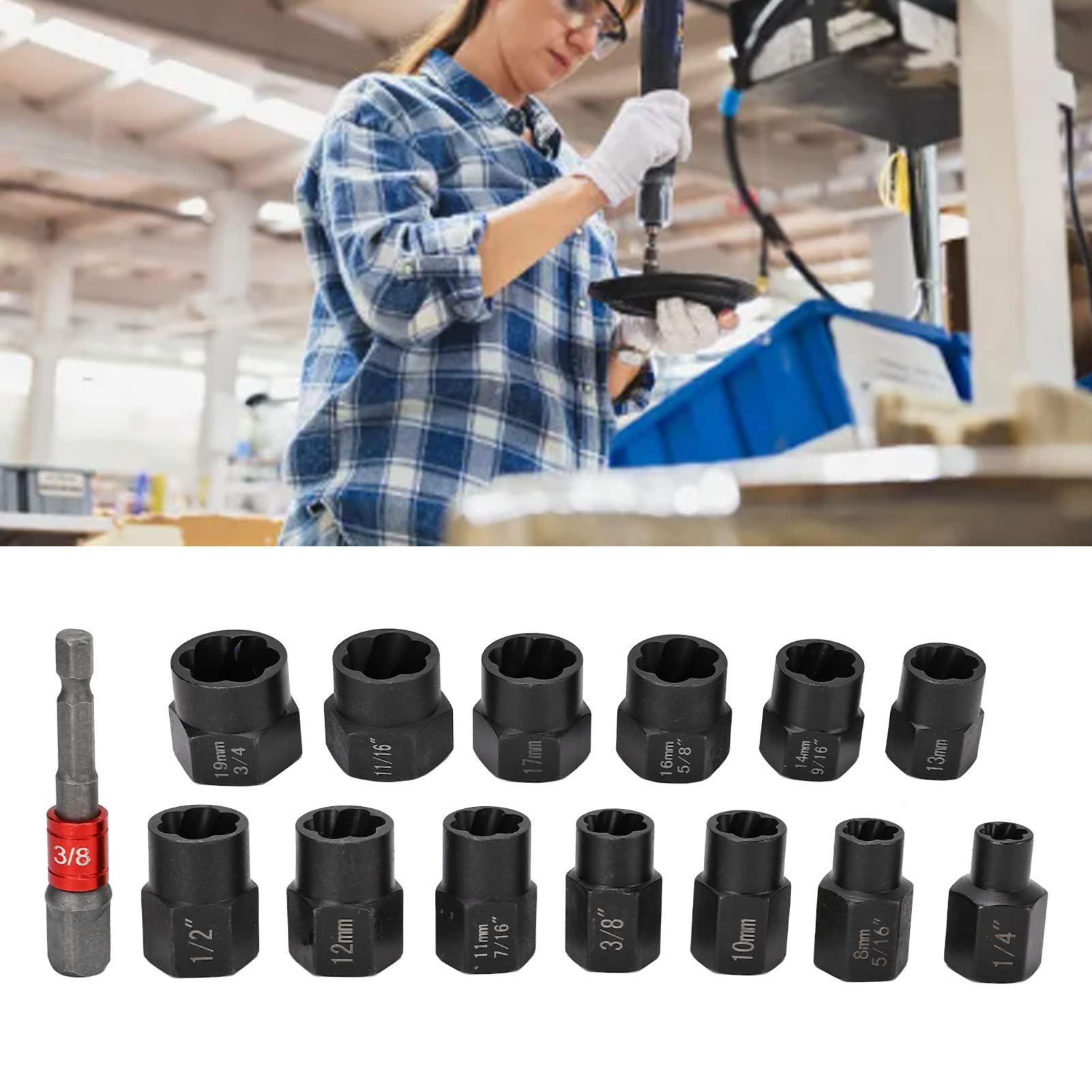 Set Estrattore Bulloni 15 Pezzi - Per Dadi E Viti Danneggiate, Con Adattatore 3/8" - Foto 5