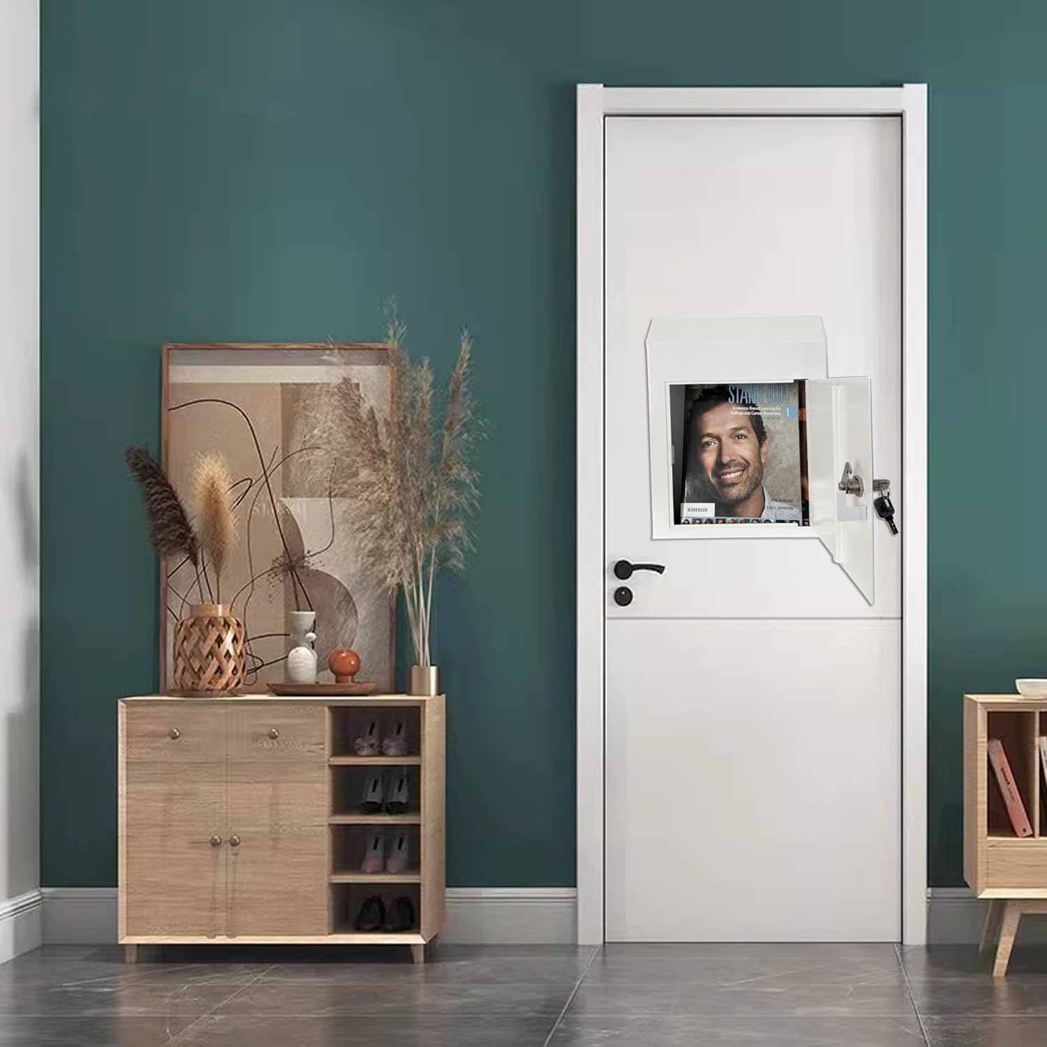 Through The Door Mail Drop Box - 1.5mm Steel Payment Dropbox - Door Mount Theft Proof Mailbox - Locking Deposit Drop Box for Night Key, Deposit, Cash, and Rent, White