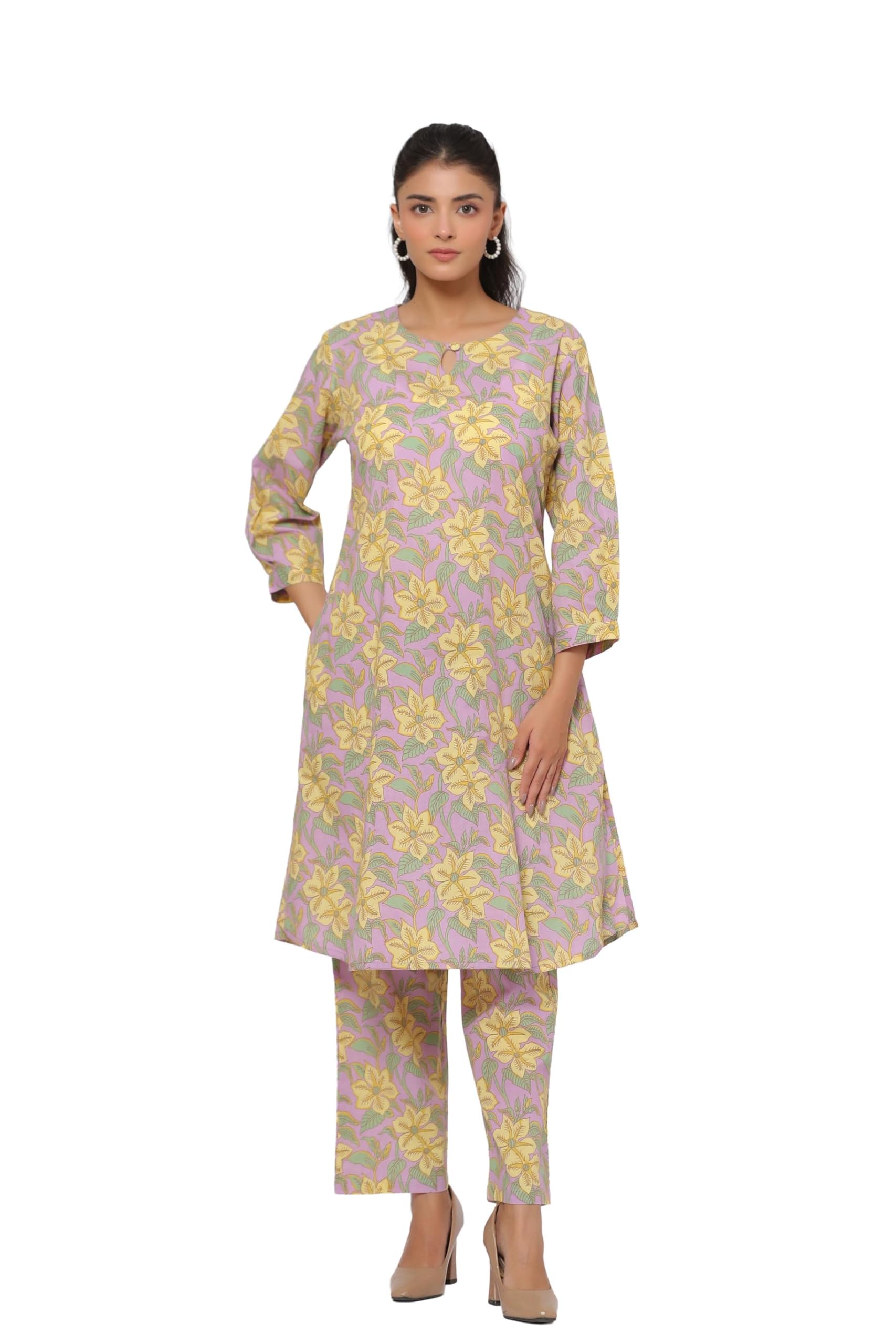 Blossom Mauve Cotton Co-ord Set for Women-image-20