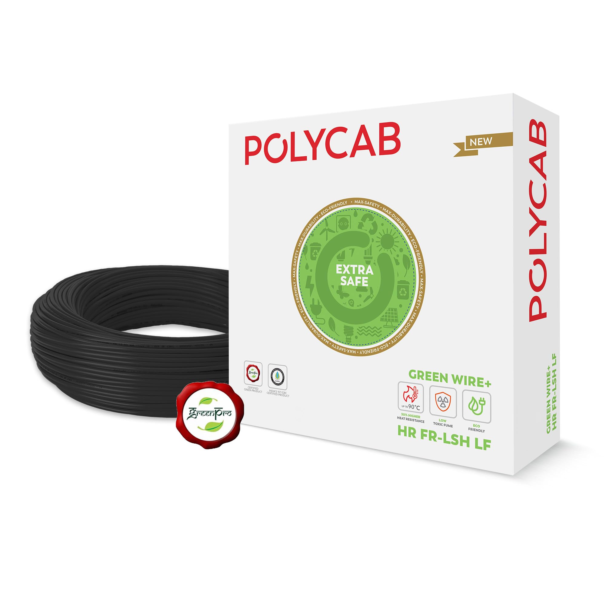 Polycab Green Wire+ 90M coil |1 SQ MM|Heat resistant upto 900 C | Low smoke | Low toxic fumes | GreenPro certified | 99.97% high purity copper | Rodent protection | Eco friendly (Green) — Amazon image 10