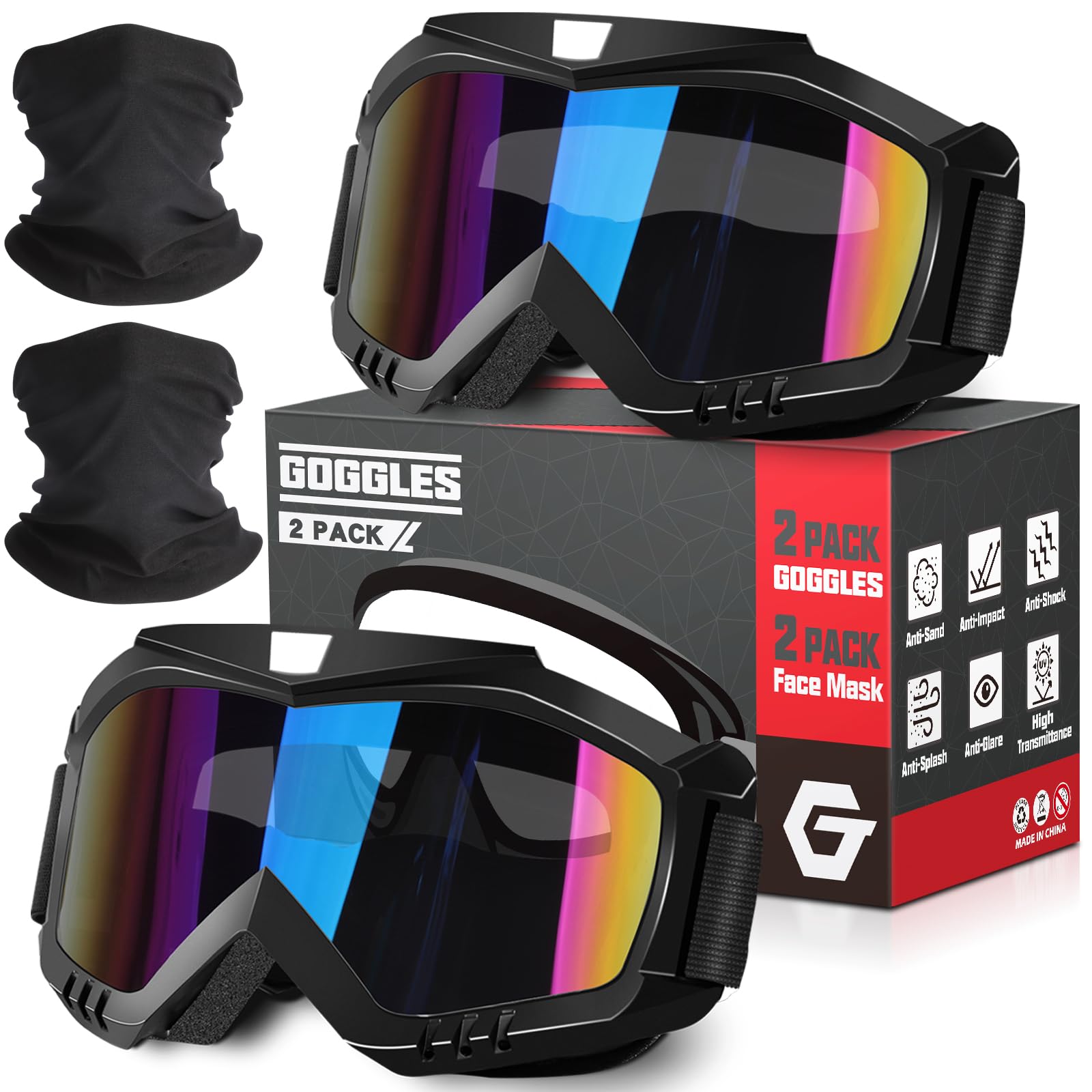 OXG Lunettes de moto OTG, anti-poussière, UV400, pour motocross, ski tout-terrain, pour adultes et jeunes