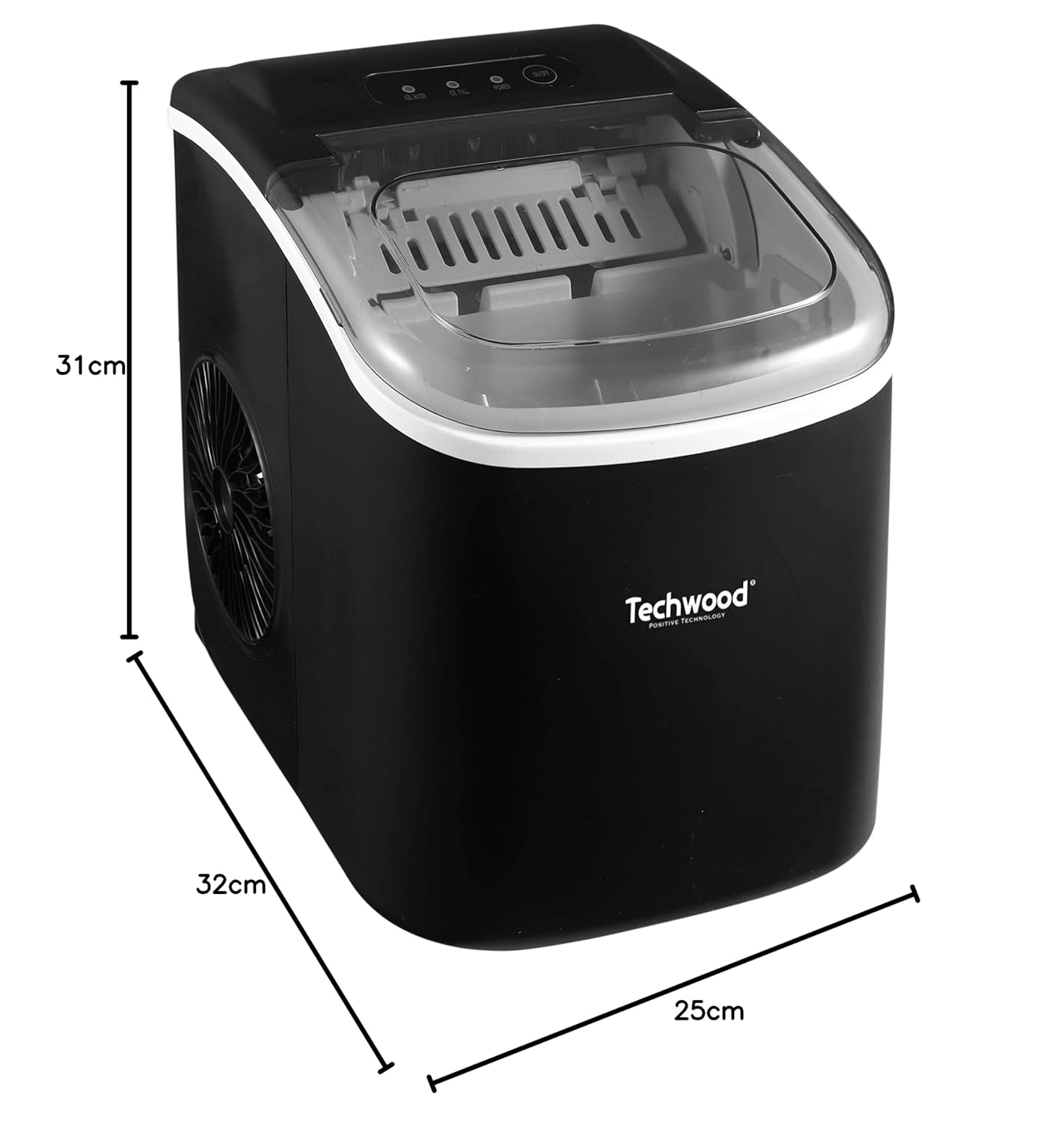 Techwood Ice Maker Machine with dimensions