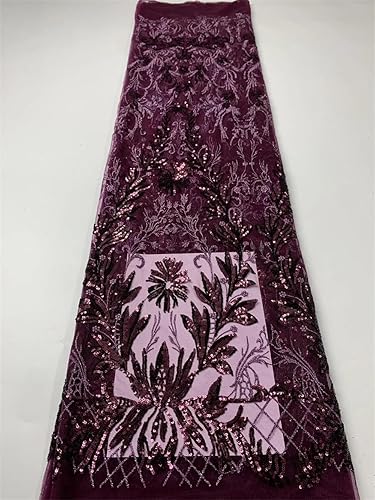 French Tulle Embroidery Lace Fabric African Nigerian Beaded Sequins 5
