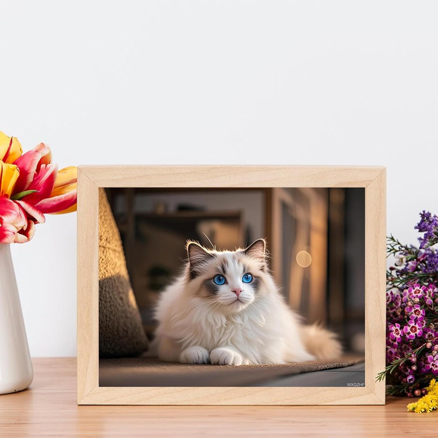 WXQZHF Ragdoll Cat Kitten Diamond Art 5D Diamond Painting DIY Kits Full Round Drill Rhinestones by Number Mosaic Arts and Crafts for Living Room Home Wall Decor 12x16 inch / 30x40cm