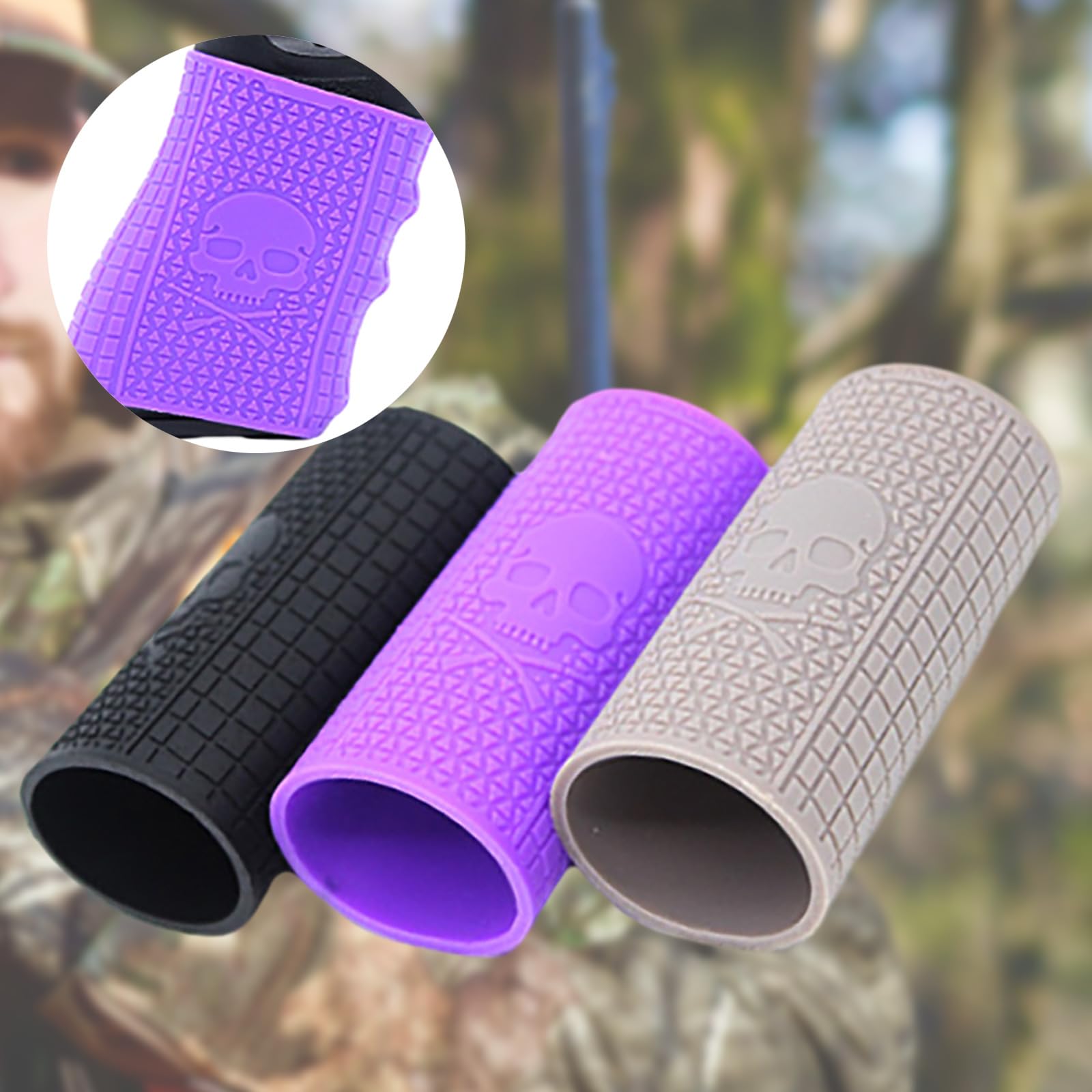 Manicotti antiscivolo per impugnatura per pistola con motivo teschio in gomma Manicotti per guanti da caccia accessori