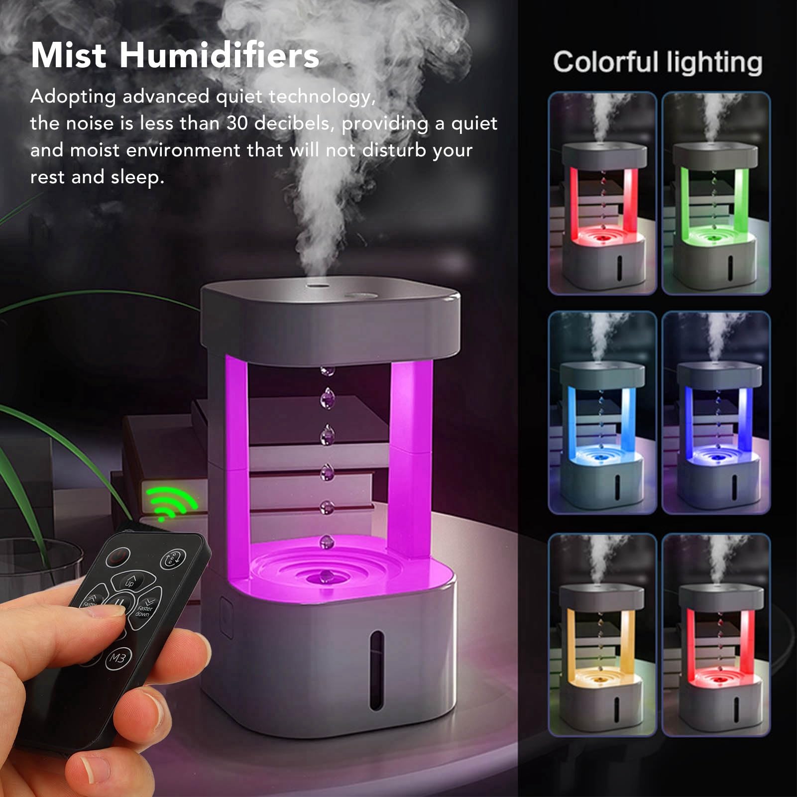 Yosoo Health Gear Humidificador Antigravedad Humidificadores de Niebla ABS 580 Ml Humidificador de Aire Silencioso con Enchufe USB Tiempo de Ejecución de 10 a 12 Horas con Aromaterapia y Control