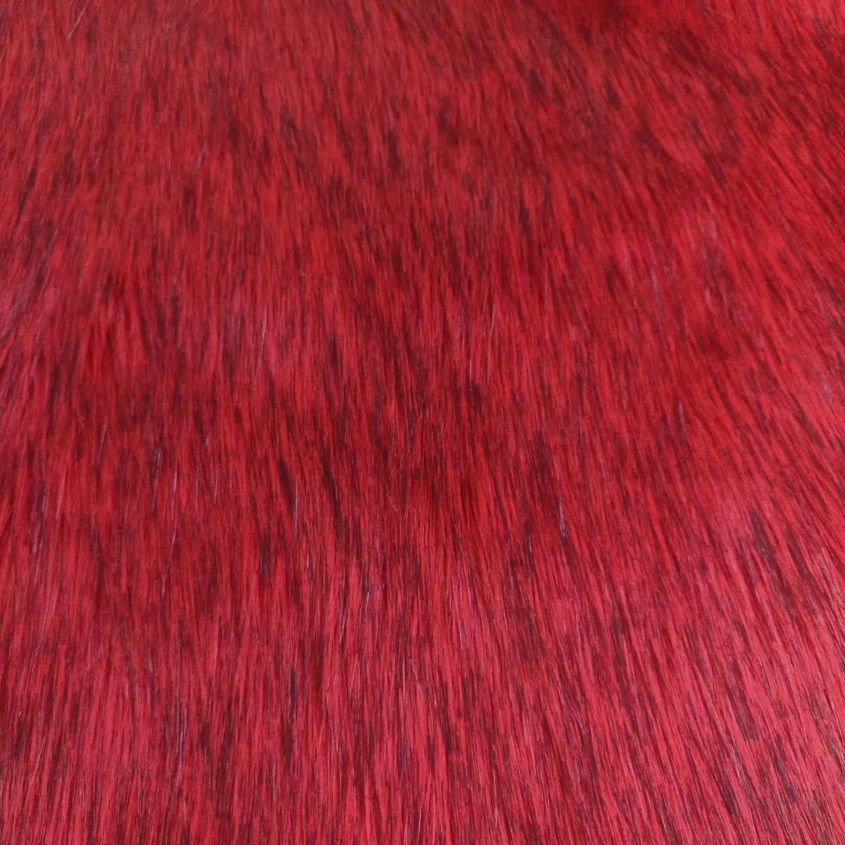 Super Luxury Faux Fur Fabric Material - Long Pile Scarlet Black, 1Mtr - 150cm x 100cm - Image 2