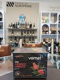 Vemat Chá Verde e Hibisco, Linha Nobre, 15 Saquinhos, 22,5g
