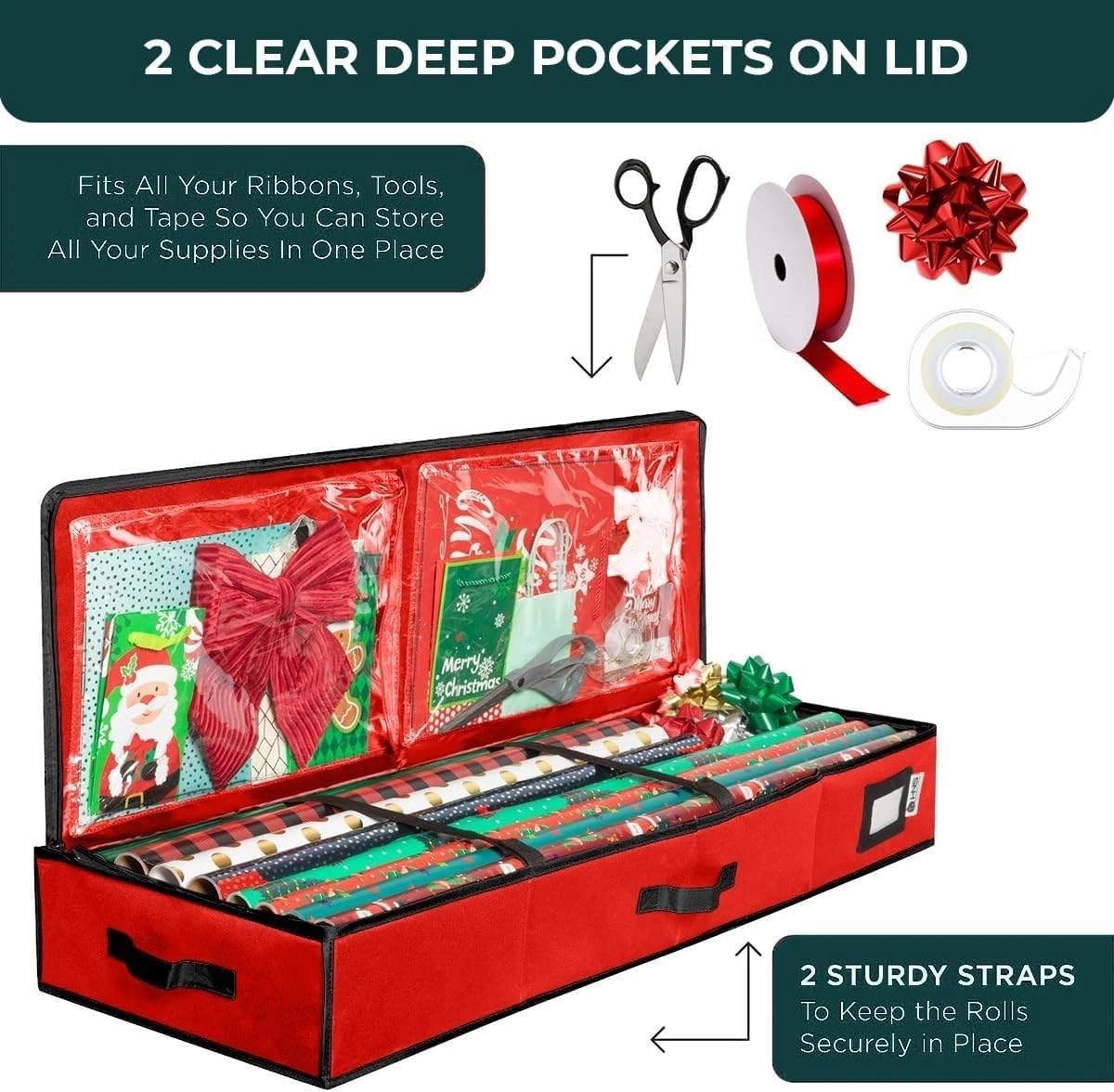 Premium Wrapping Paper Storage Container, Underbed Organizer, Fits 40 Inch Rolls