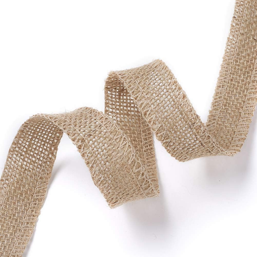 Craftdady 10.93 Yards x 1 Inch Natural Hessian Ribbon Rustic Jute Burlap Ribbon Roll Craft Ribbon Band for Gift Wrapping Crafts - Image 4