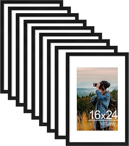 Vista 44 de Vittanly - Juego de 9 portarretratos, plexiglás resistente a rupturas, exhibe fotos de 12 x 12 pulgadas o, con paspartú, de 8 x 8 pulgadas, marcos