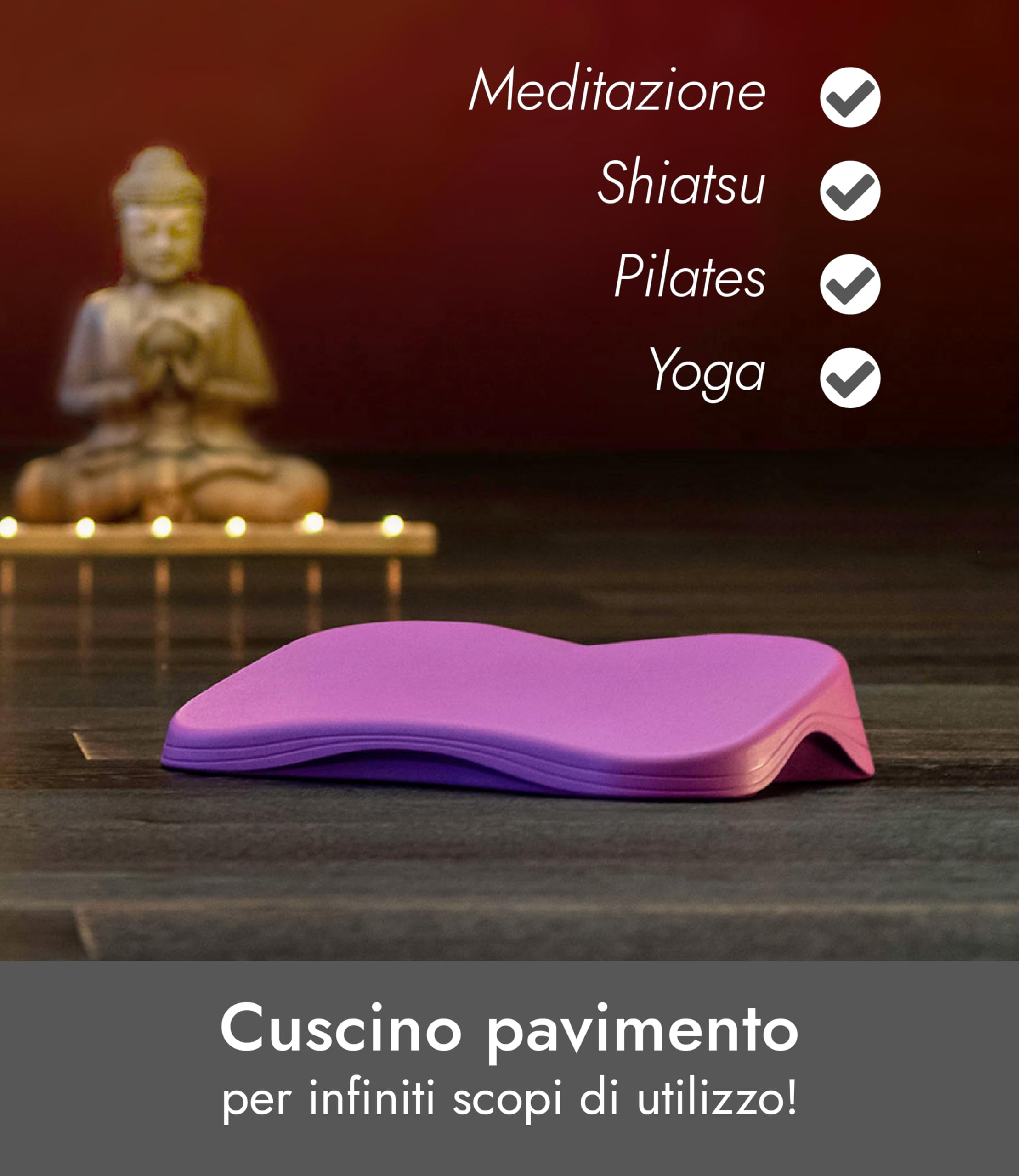 LAHARON Cuscino Yoga Lotus Pro Viola - Cuscino da Meditazione per Mantenimento Postura Corretta - Cuscino Meditazione Yoga Anatomico - Ergonomico, Anallergico e Made in Italy