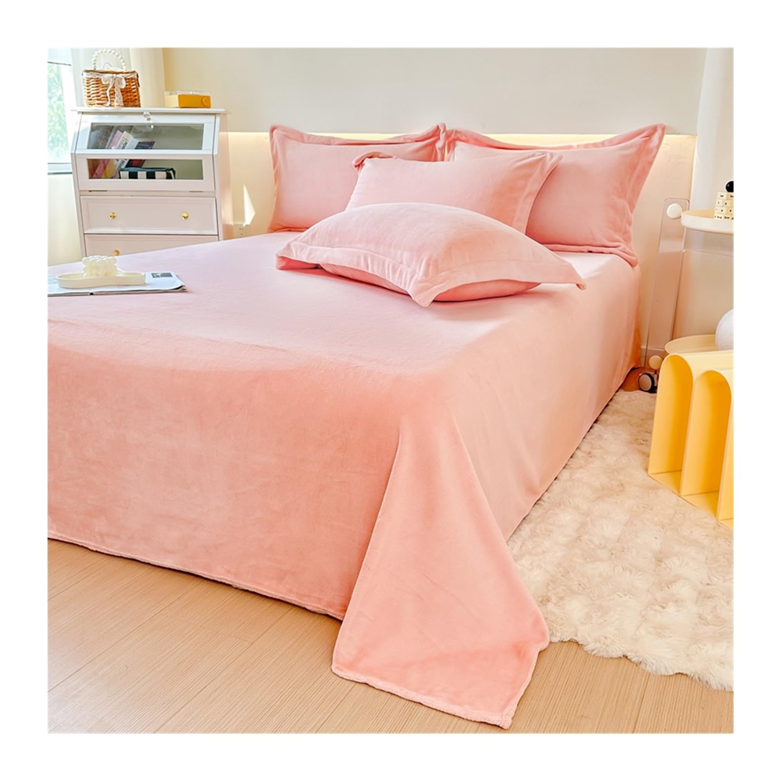 Drap plat en velours flanelle contre le lit froid en hiver