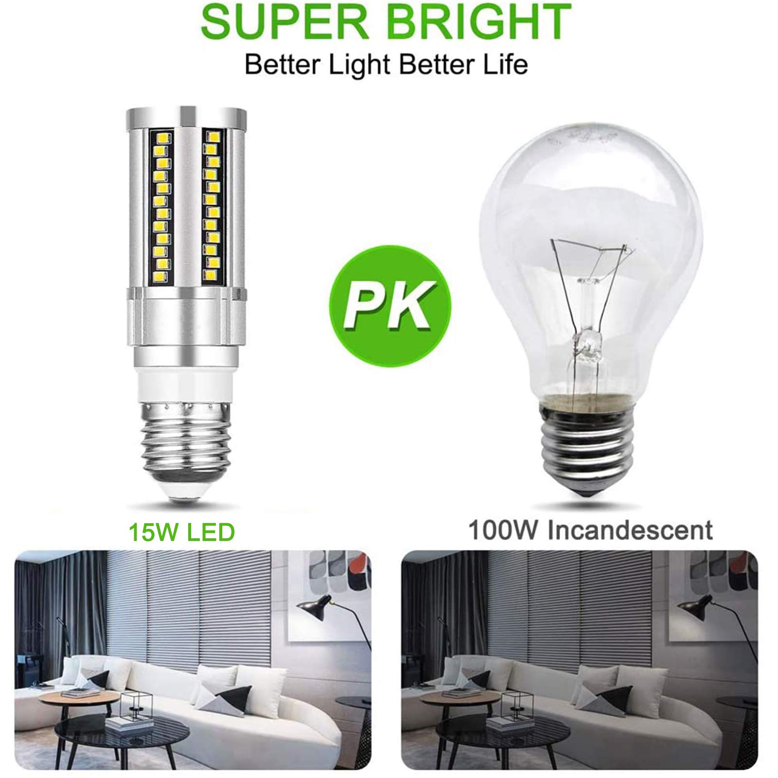 Lampadine a LED E27 Lampadine a mais a vite Edison 15 W equivalenti a 150 W Angolo del fascio 360 gradi E27 Base a vite media 1800 lumen Nessuno sfarfallio Non dimmerabile, 2 pezzi