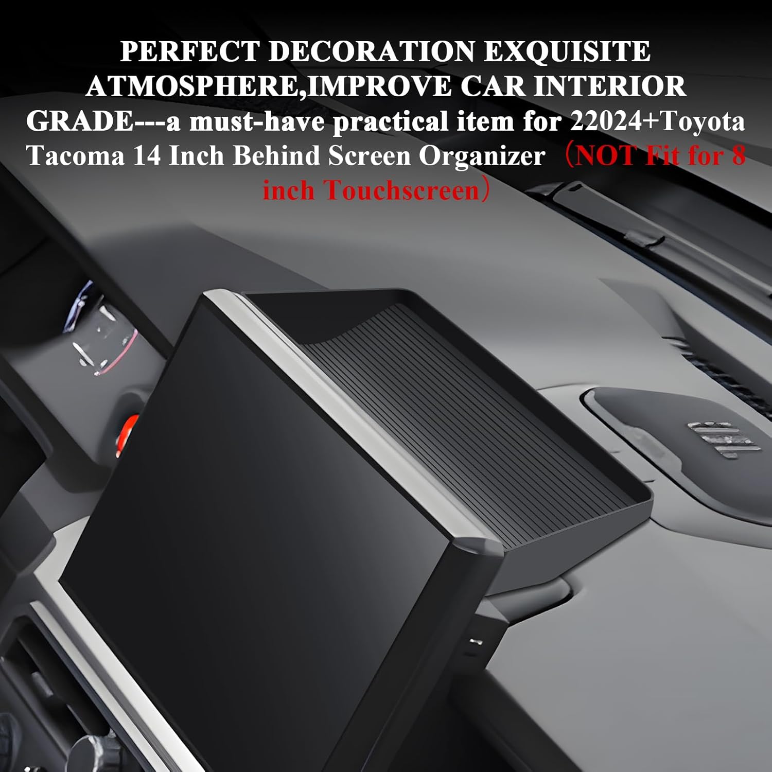 BIBIBO for 2025 Toyota Tacoma Dash Storage Tray 2024 2025 Toyota Tacoma (Limited/Trailhunter/TRD Pro) 14-inch Behind Screen Organizer Tray 2024 Tacoma Trucks(Only fit 14" Screen)