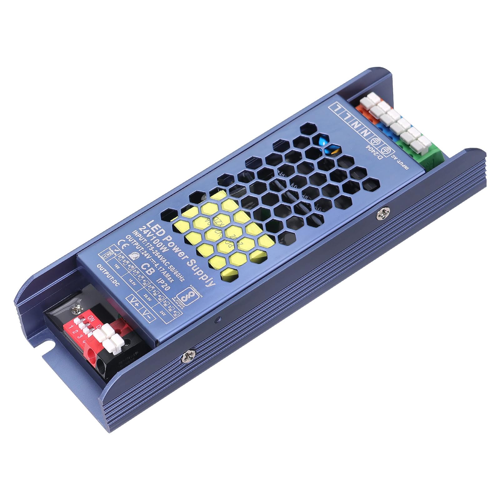GOMING 24V 100W LED Driver Slim Transformer AC 200-240V to DC 24V 4.2A Power Supply Constant Voltage IP20 Compact Extremely Thin Adapter for LED Strip Light 3D Printer