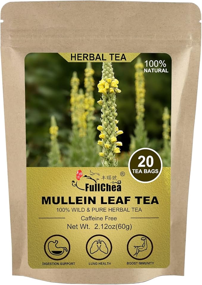 FullChea Mullein Leaf Tea Bags, 20 Teabags, 3g/bag Natural Mullein