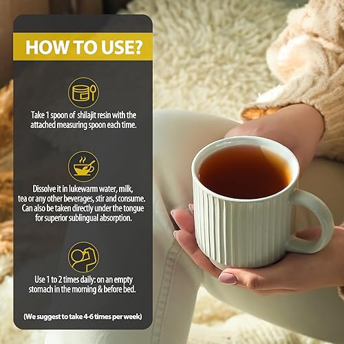 Miniatura 6 de Shilajit - Resina Shilajit orgánica pura del Himalaya, suplemento 100% Shilajit de grado dorado con más de 85 oligoelementos y ácido fúlvico para