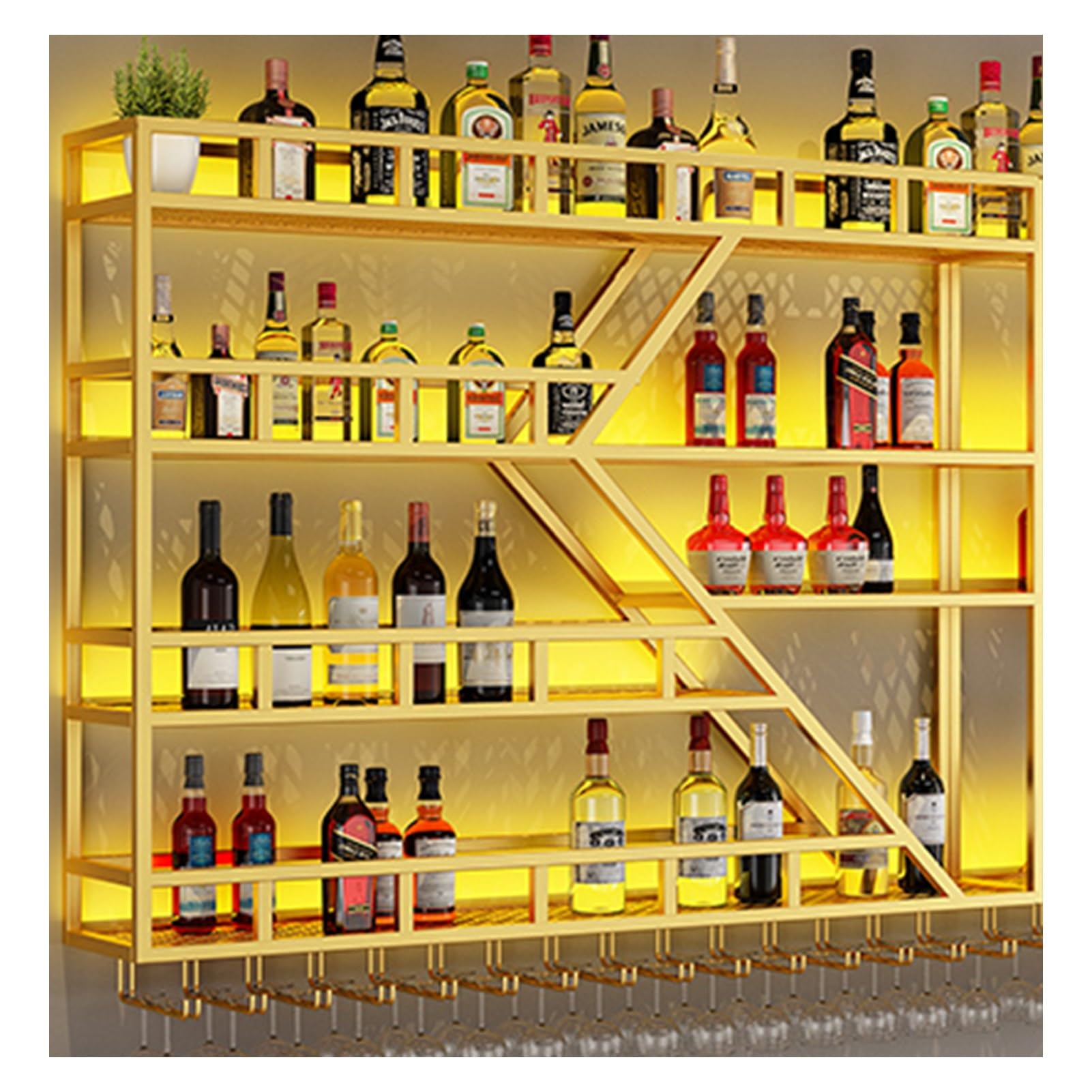 Étagère de bar murale lumineuse pour créer un coin bistrot chic dans votre cuisine