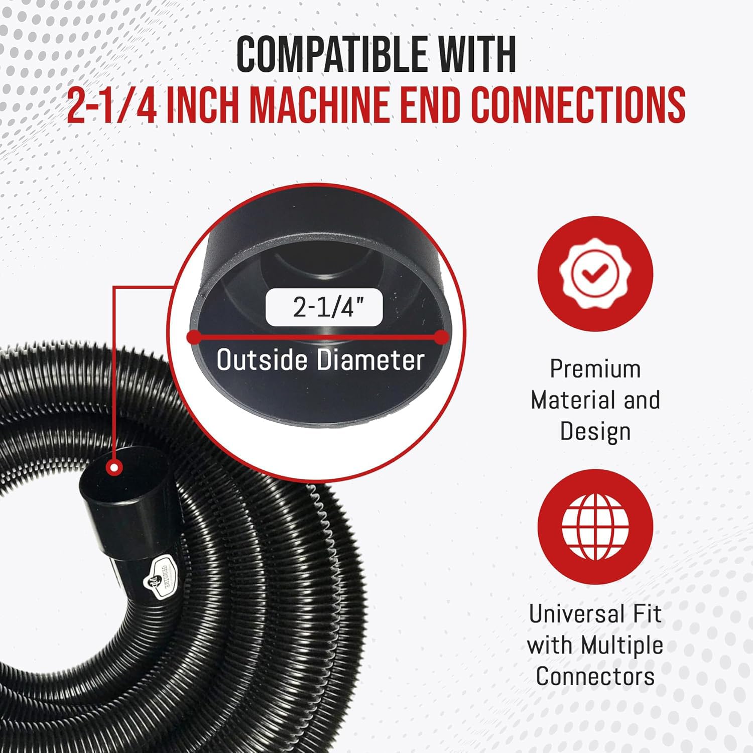 Maresh Products Shop - Manguera de extensión de grado comercial industrial a prueba de aplastamiento, estilo Vac con control de succión de aire, longitud de 4 pies a 50 pies x 1-1/4 pulgadas