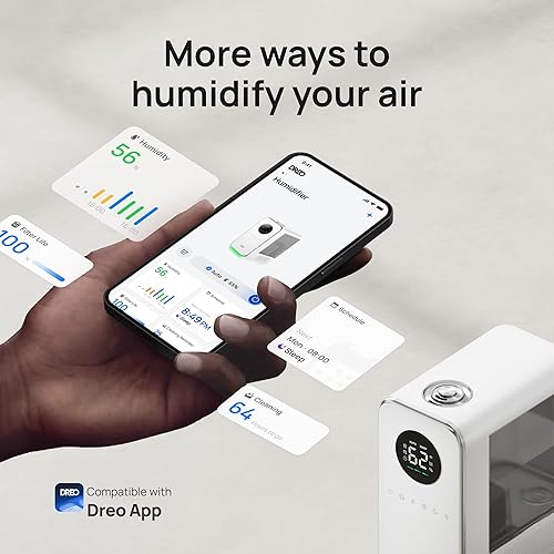 Miniatura 6 de Dreo Humidificadores para dormitorio, humidificadores inteligentes y silenciosos de niebla fría para habitación grande, difusor de aceite y luz