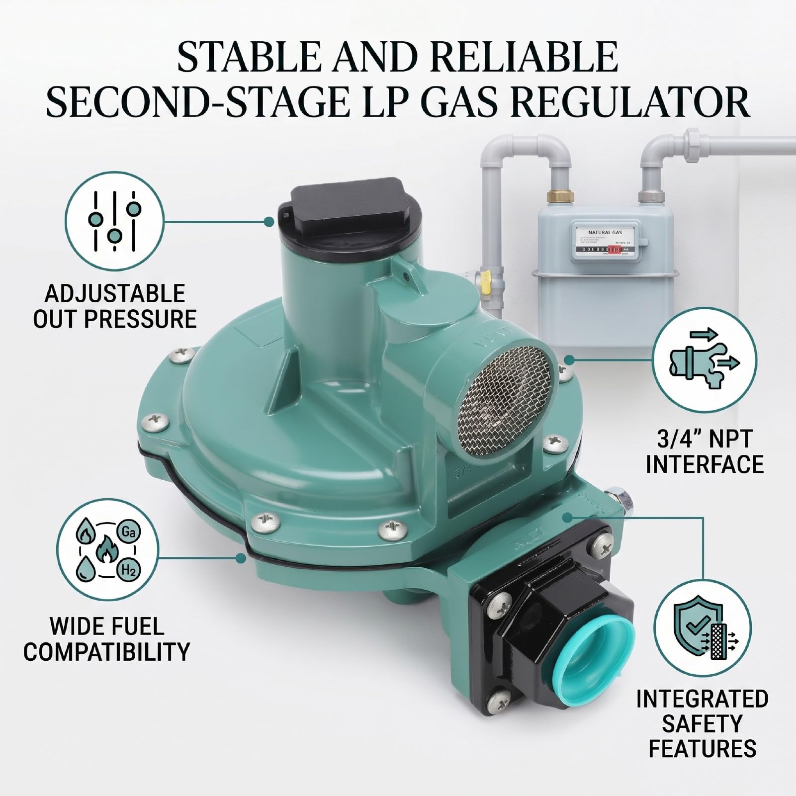 Bewinner Regulator Gazu 2 Stopniowy R622-DFF, Wyjście Regulowane 22.5-31