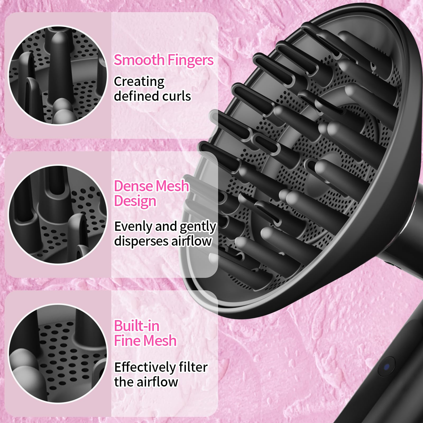 Difusor grande de 6 pulgadas para fijación estilo Shark Flex, difusor de cabello más grande mejorado compatible con Shark FlexStyle, accesorio difusor de secado rápido definición de rizos para 4