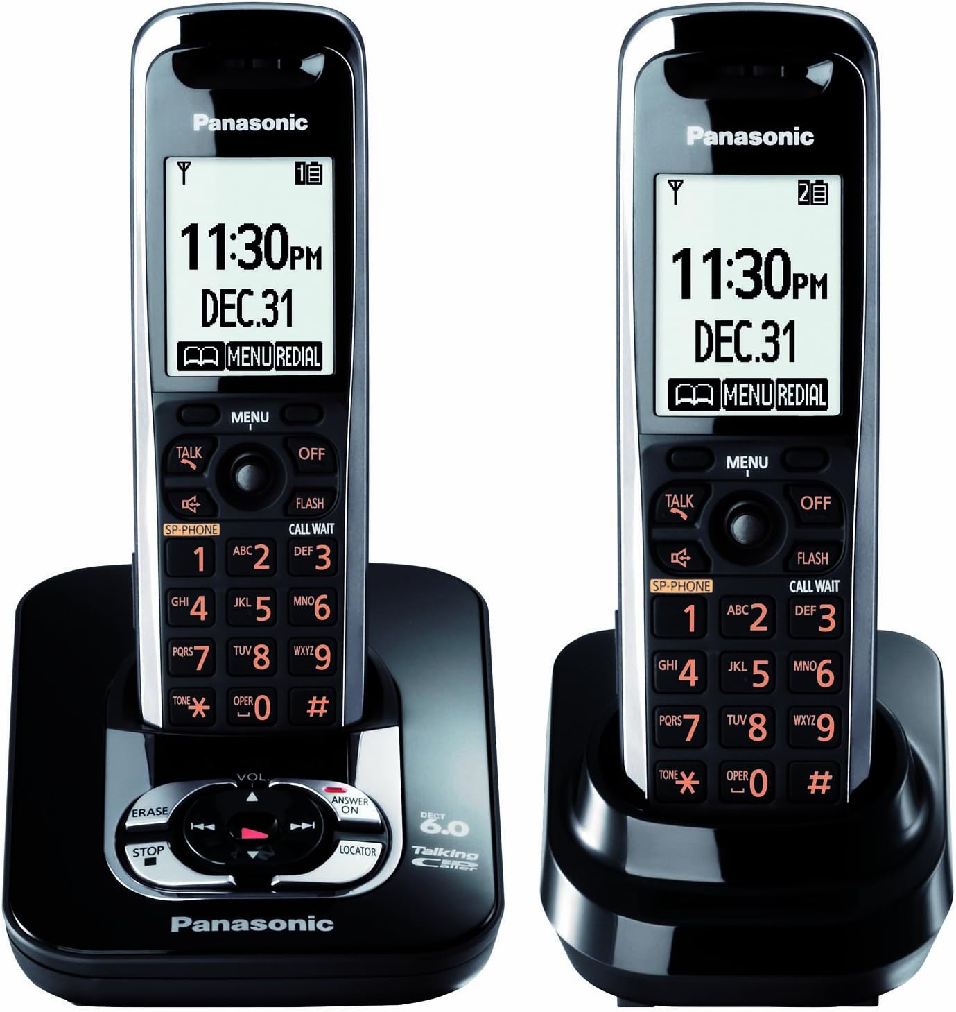 Panasonic Dect 6.0 Black Cordless Phone with Answering Machine and ChoiceMail (KX-TG7432B)