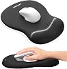 TECKNET Ergonomic Mouse Pad with Wrist Support, Mousepad with Concave Middle Memory Foam Wrist Rest and Non-Slip Base, Smooth Surface & Pain Relief Desk Accessories Mat for Home, Office, Black