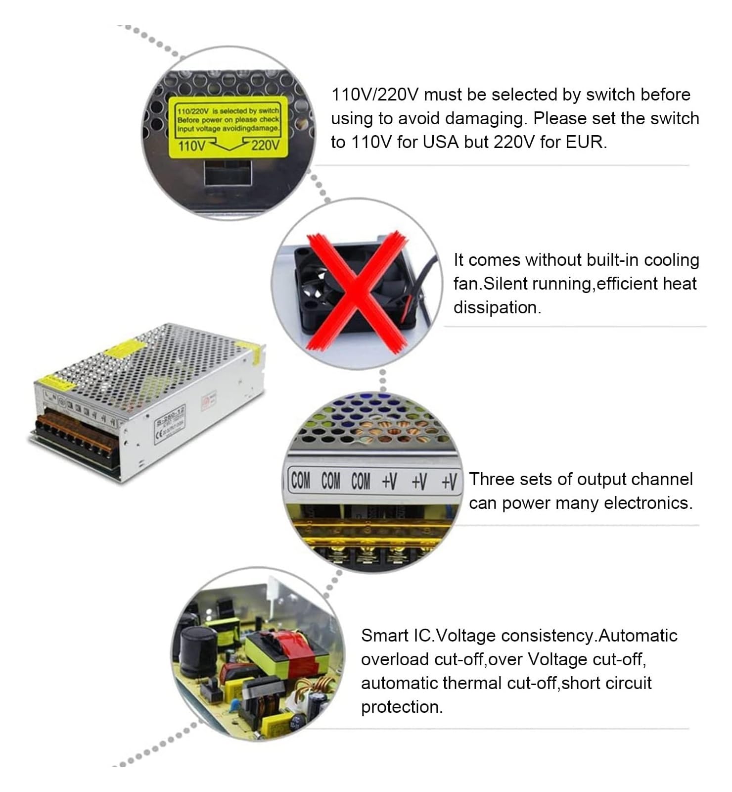 Zasilacz impulsowy Transformator oświetleniowy AC do DC 24V 2A 5A 10A 15A 20A Źródło zasilania Adapter do taśmy LED CCTV Wszechstronny i wydajny(400W)