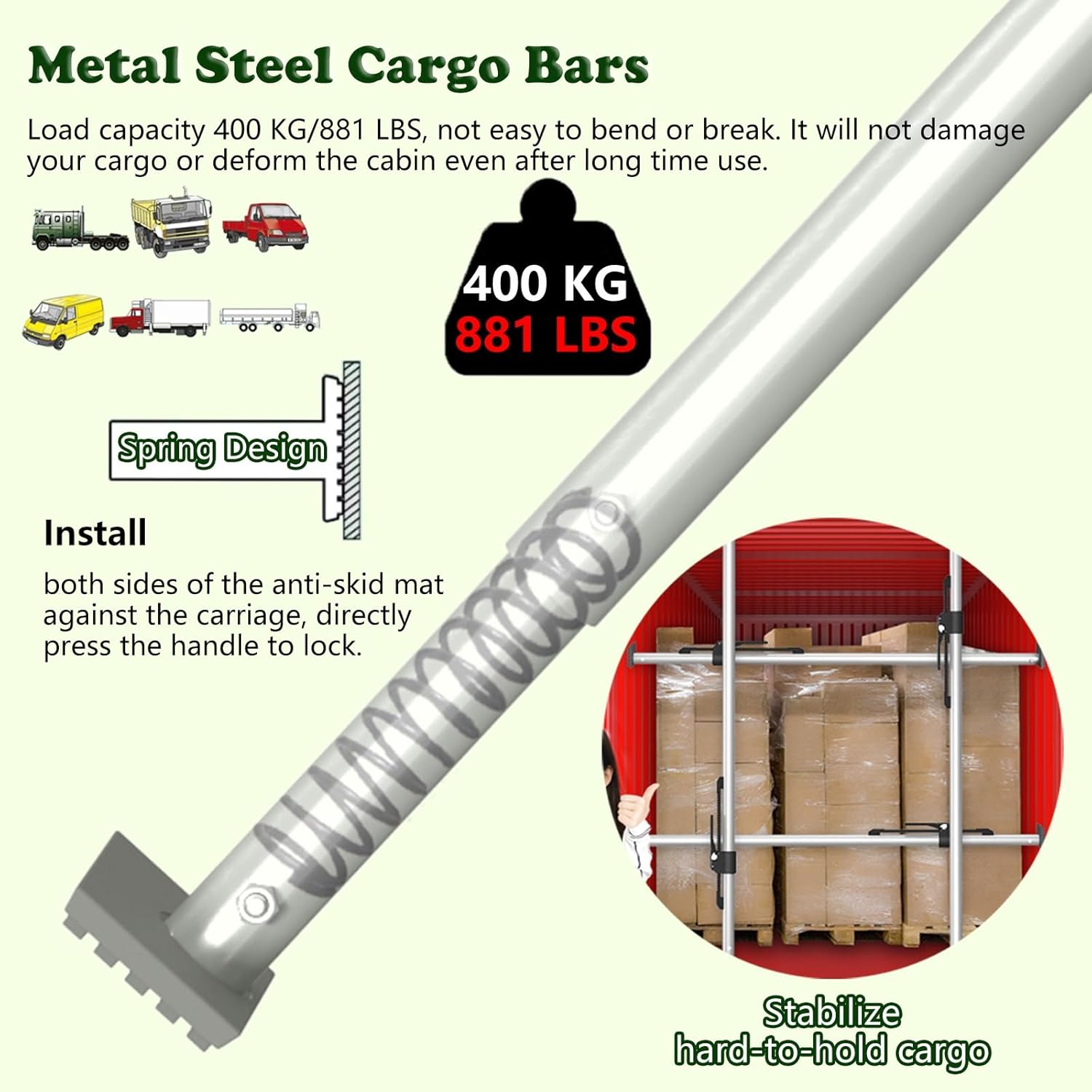 カーゴスタビライザーバーボックストラック、調整可能なロードロックバーラチェットスタビライザーピックアップトラック荷台/リーファー/S  調節可能なカーゴバー - ピックアップトラックとミニバン用の頑丈なブラックアルミ合金ラチェットバリア、滑り止めスタビライザー ...