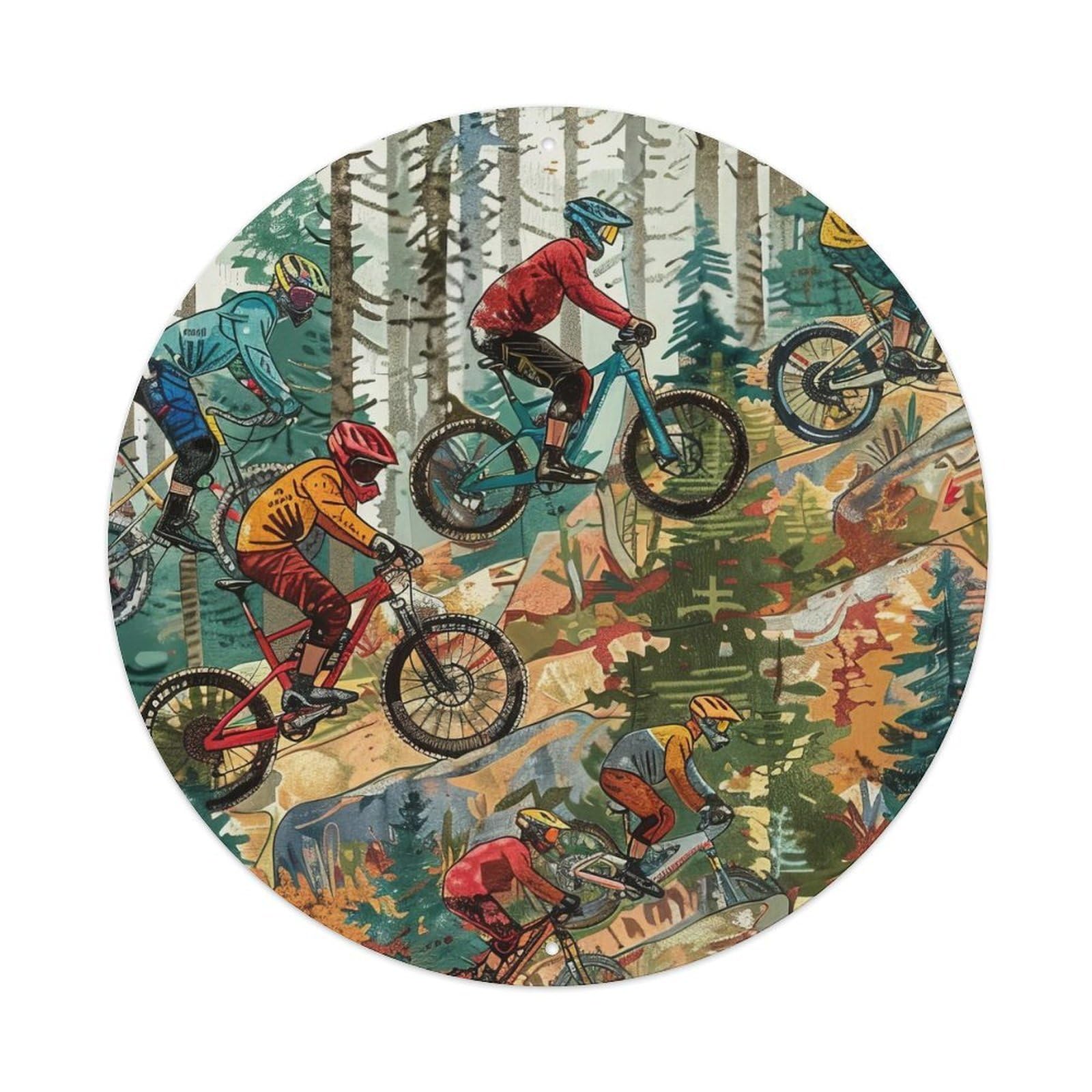 Extreme Sports Mountain Bike Free Riding in Forest Vintage Metal Tin Sign