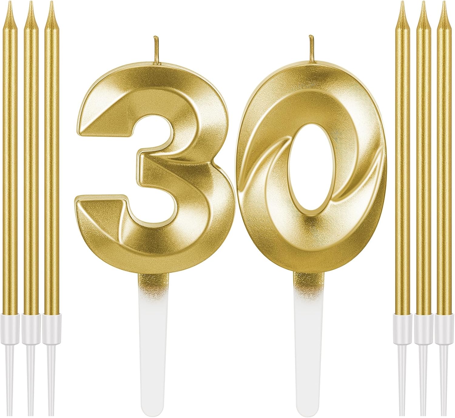 Mtlee Gold 80th Birthday Candles Set for Cakes