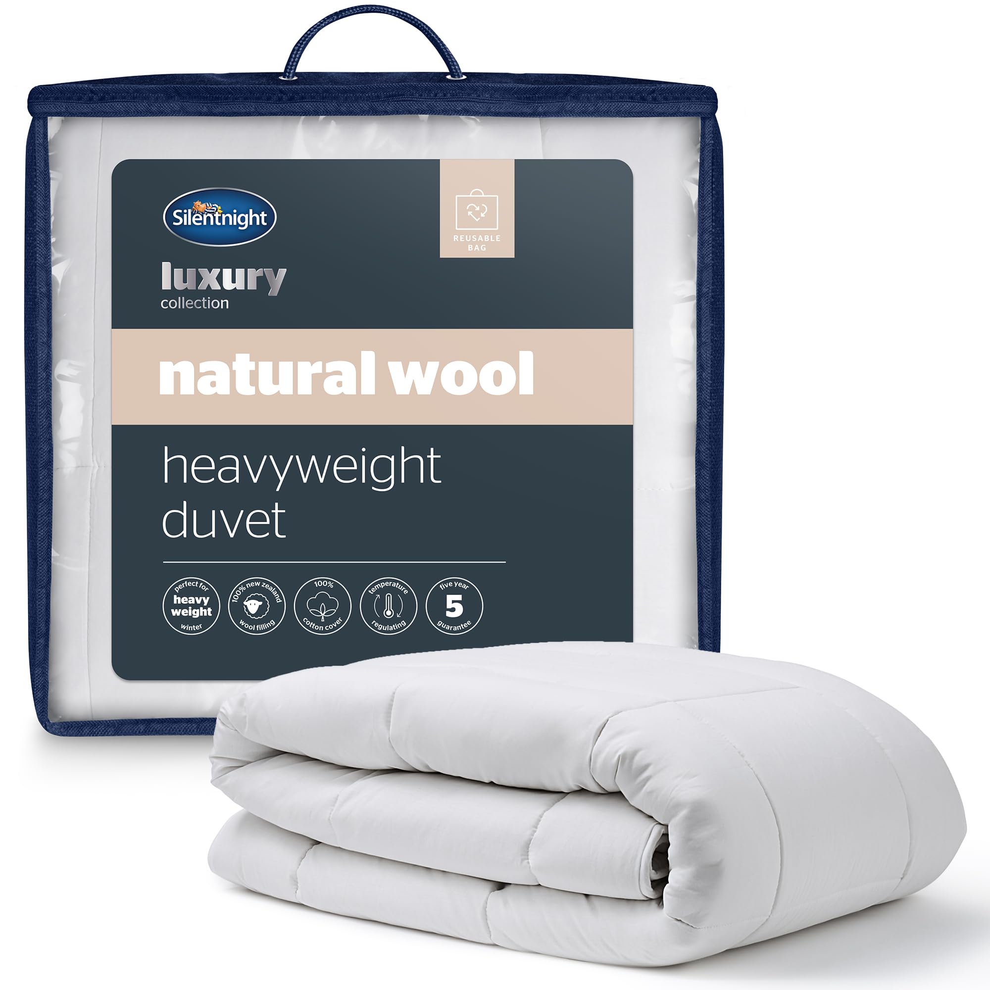 Silentnight Natural Wool Heavyweight Double Duvet - Luxury Temperature Regulating Heavywei...