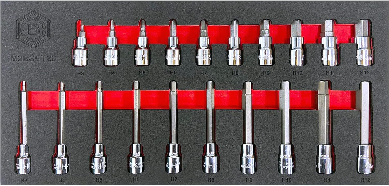 Britool - Set di punte esagonali da 48 mm e 95 mm, 12 pezzi, attacco da 3/8"