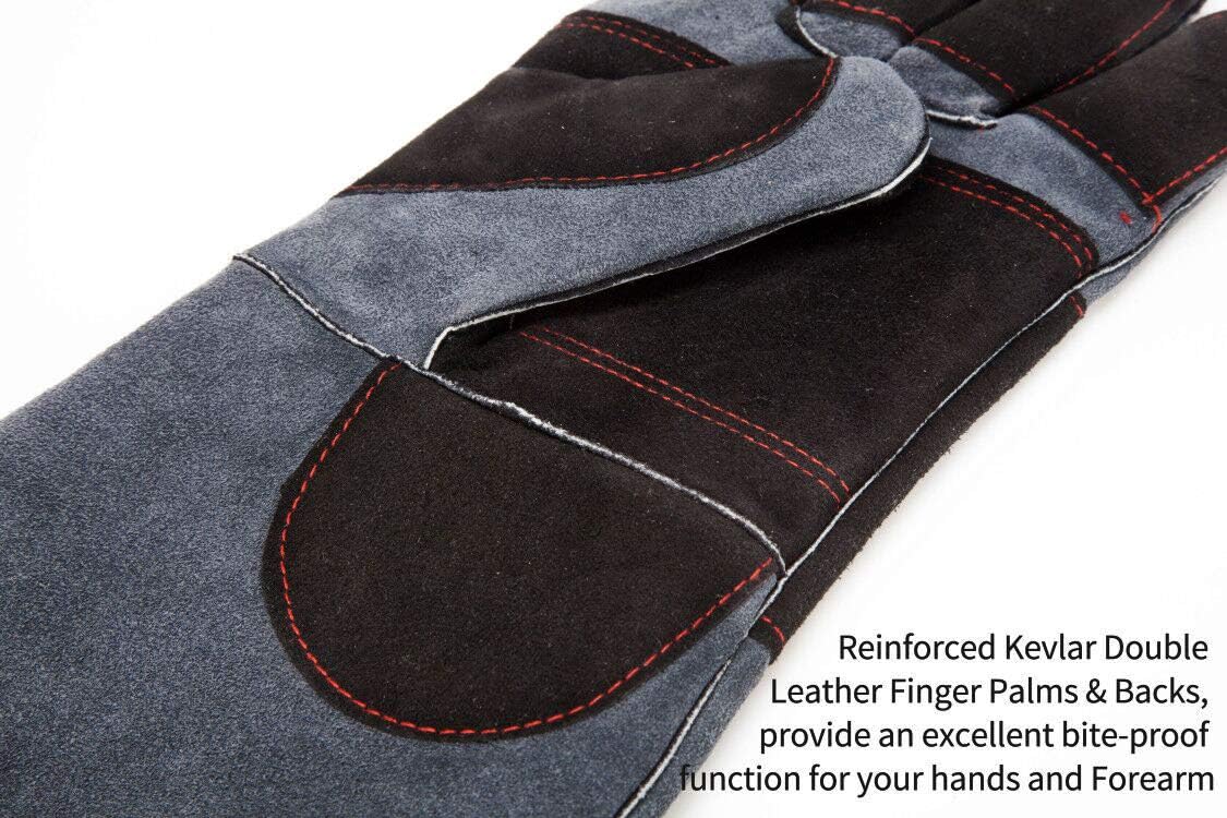 RAPICCA Animal Handling Gloves Bite Proof Kevlar Reinforced Leather