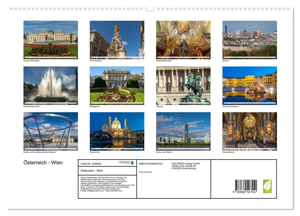 CALVENDO - Österreich - Wien (Wandkalender 2027 DIN A2 quer), Monatskalender: Die faszinierende österreichische Hauptstadt in einem Kalender vom Reisefotografen Peter Schickert.