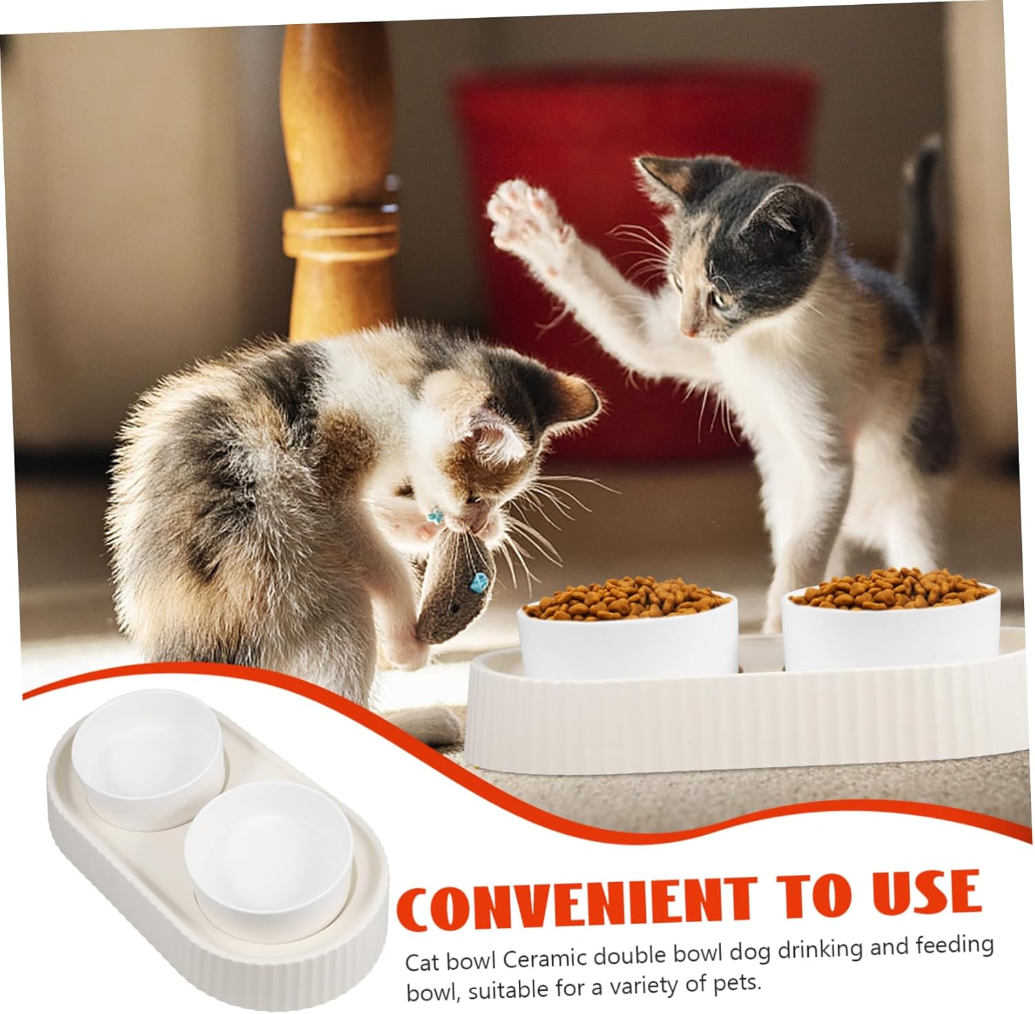 SUPVOX 1set Elevated Cat Bowl Stable Raised Pet Food and Water Dish for Cats Non- Design Comfortable Height for Easy Feeding for Indoor Use