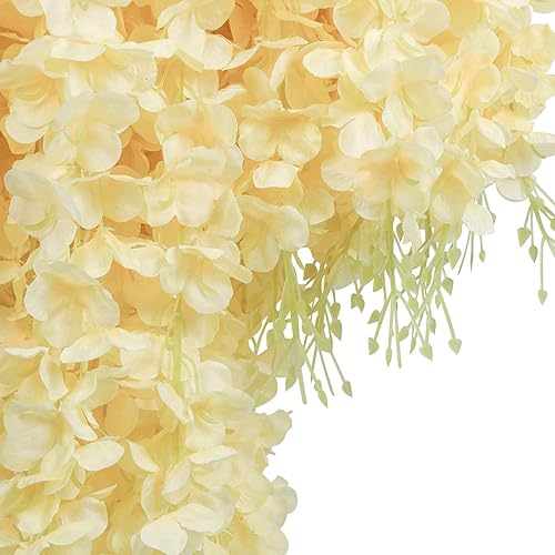 Miniatura 5 de Paquete de 12 guirnaldas artificiales de seda de 3.75 piespieza, guirnalda de flores de seda falsas para decoración del hogar, fiesta, boda (champán)