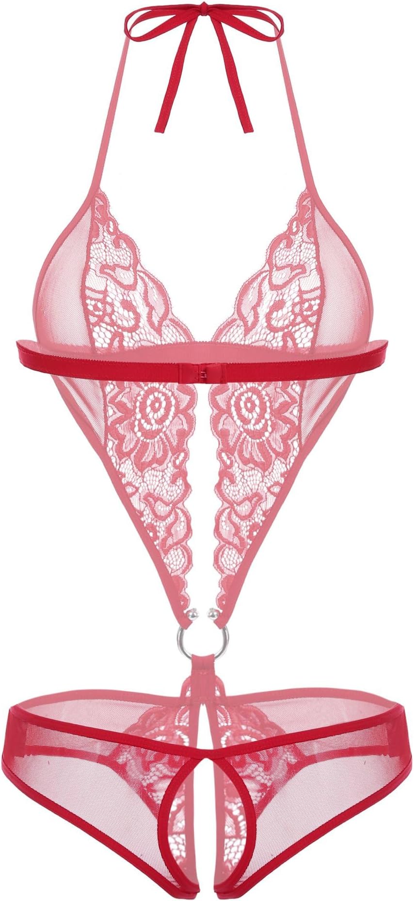 Women Deep V Lingerie Lace Teddy One Piece Babydoll Mini Bodysuit Sleepwear Swimwear Honeymoon Wedding Night Valentine Gift
