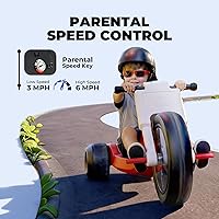 Vista 4 de MOSTA Triciclo eléctrico para niños, juguete de paseo de 24 V con control de velocidad parental, velocidad ajustable de 3 a 6 MPH, rueda delantera