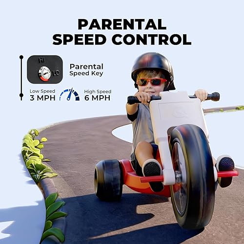 Miniatura 4 de MOSTA Triciclo eléctrico para niños, juguete de paseo de 24 V con control de velocidad parental, velocidad ajustable de 3 a 6 MPH, rueda delantera