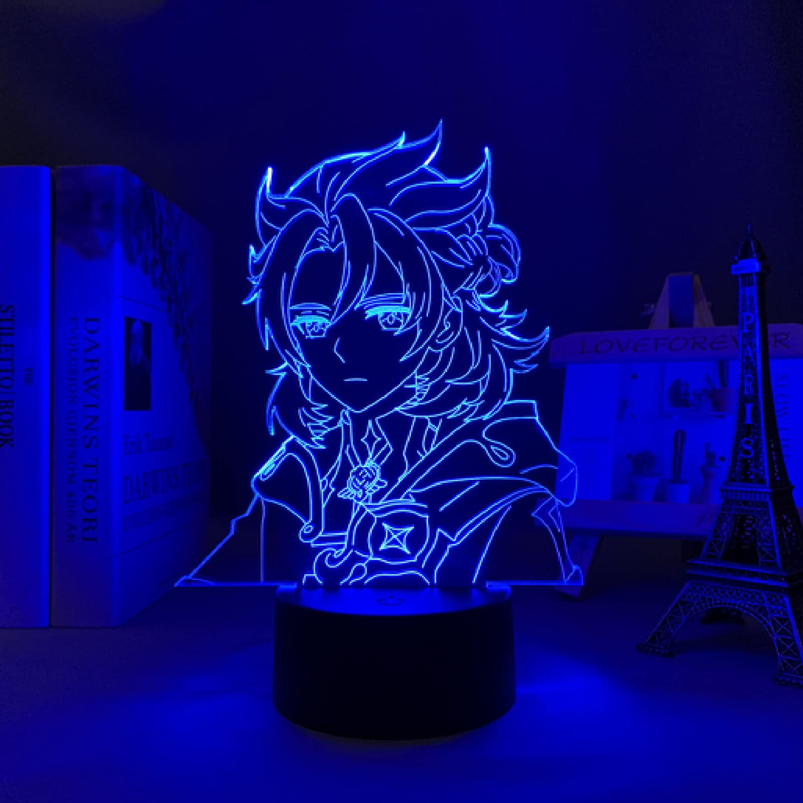 YRHPL Genshin Impact Albedo Figure 3D Anime Illusion Night Light for Kid  Bedroom Decor Light Friend Birthday Gift Led Table Lamp Genshin Impact Game  -16 Color with Remote, YRHPL-88951 - - Amazon.com
