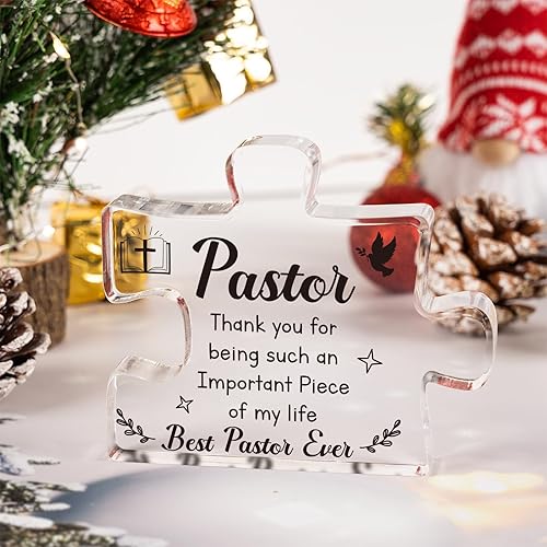 Miniatura 9 de Regalos de agradecimiento para pastor rompecabezas de bloques de acrílico, regalos para pastor, refranes conmovedores, regalos grabados para pastor