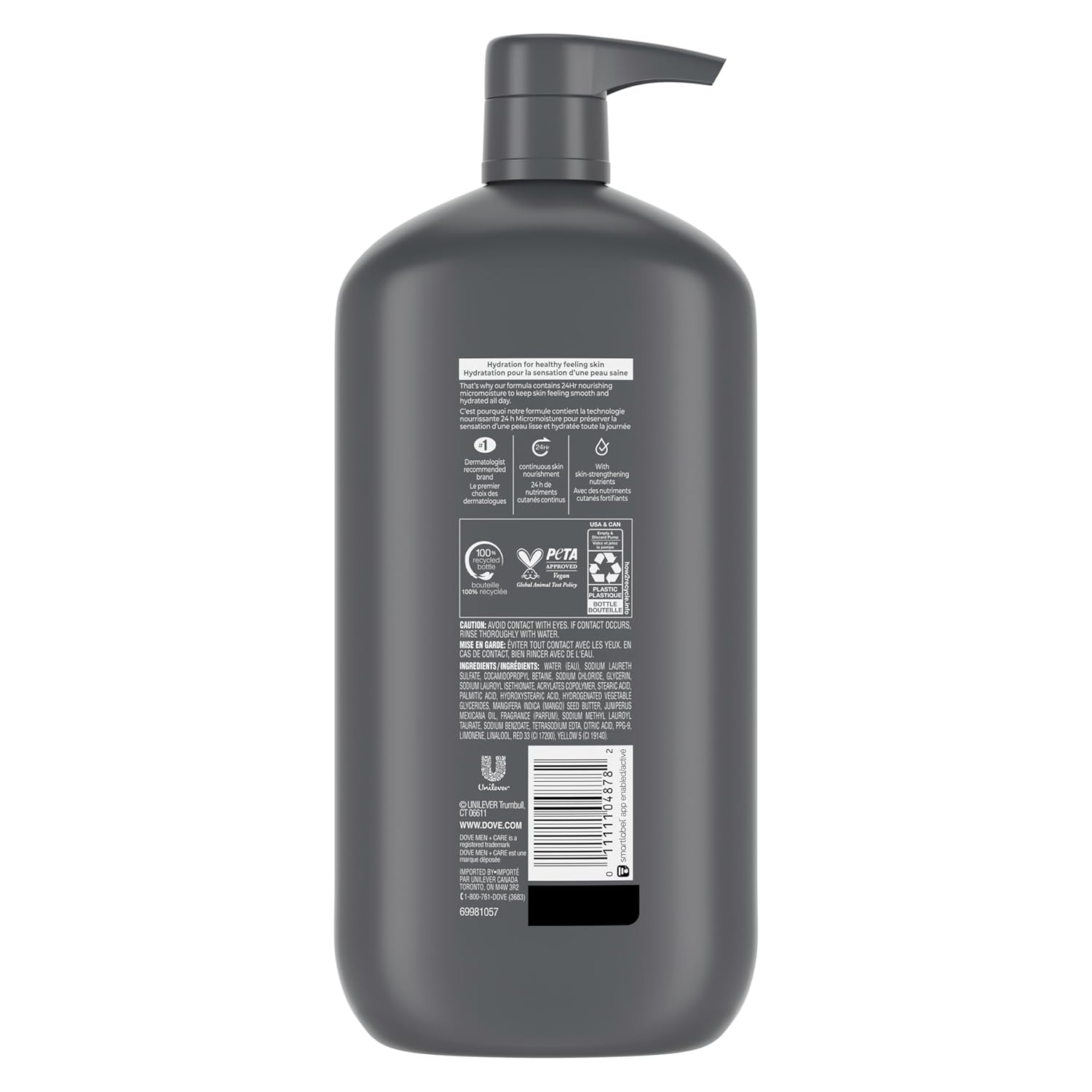 DOVE MEN + CARE Body and Face Wash Rejuvenating Mango + Cedarwood 3 Count for Men, with 24-Hour Nourishing Micromoisture Technology, 30 oz